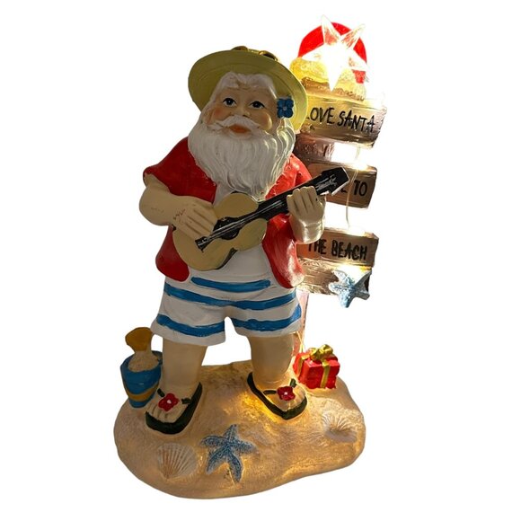 Santa at the Beach Light Up Christmas Decoration Shorts Flip Flops Accessories - Picture 14 of 16